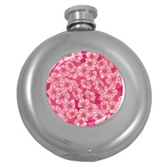 Cute Pink Sakura Flower Pattern Round Hip Flask (5 Oz) by Pakjumat