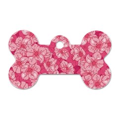 Cute Pink Sakura Flower Pattern Dog Tag Bone (one Side) by Pakjumat