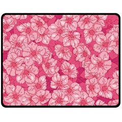 Cute Pink Sakura Flower Pattern Two Sides Fleece Blanket (medium) by Pakjumat