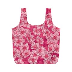 Cute Pink Sakura Flower Pattern Full Print Recycle Bag (m) by Pakjumat