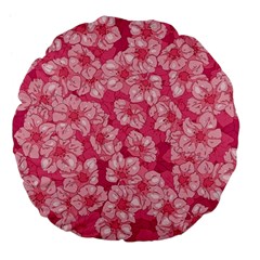 Cute Pink Sakura Flower Pattern Large 18  Premium Flano Round Cushions by Pakjumat