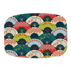 Japanese Fans Bright Pattern Mini Square Pill Box by Pakjumat