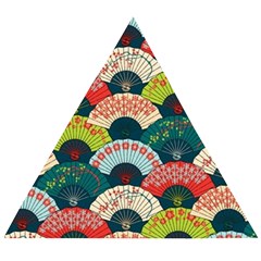 Japanese Fans Bright Pattern Wooden Puzzle Triangle