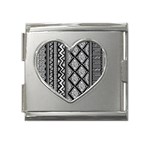 Tribal African Pattern Mega Link Heart Italian Charm (18mm) Front