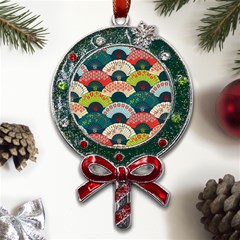 Japanese Fans Bright Pattern Metal X mas Lollipop With Crystal Ornament by Pakjumat