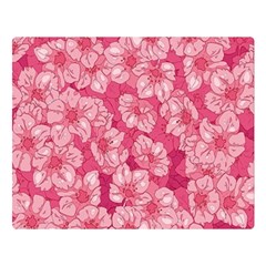 Cute Pink Sakura Flower Pattern Premium Plush Fleece Blanket (large) by Pakjumat