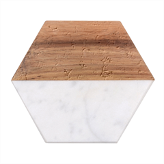 Cute Pink Sakura Flower Pattern Marble Wood Coaster (hexagon) 