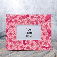 Cute Pink Sakura Flower Pattern White Tabletop Photo Frame 4 x6  by Pakjumat