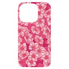 Cute Pink Sakura Flower Pattern Iphone 14 Pro Black Uv Print Case by Pakjumat