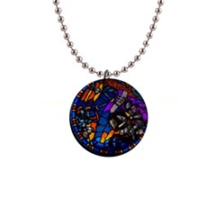 The Game Monster Stained Glass 1  Button Necklace by Pakjumat