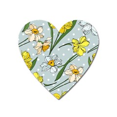 Narcissus Floral Botanical Flowers Heart Magnet by Pakjumat