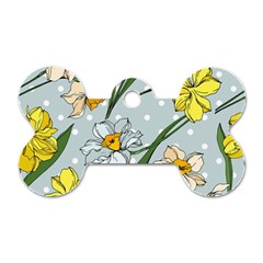 Narcissus Floral Botanical Flowers Dog Tag Bone (one Side) by Pakjumat