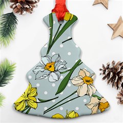 Narcissus Floral Botanical Flowers Christmas Tree Ornament (two Sides) by Pakjumat