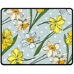 Narcissus Floral Botanical Flowers Two Sides Fleece Blanket (medium) by Pakjumat