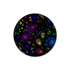 Stained Glass Crystal Art Rubber Round Coaster (4 Pack) by Pakjumat