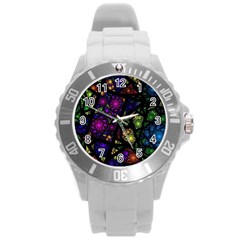 Stained Glass Crystal Art Round Plastic Sport Watch (l) by Pakjumat