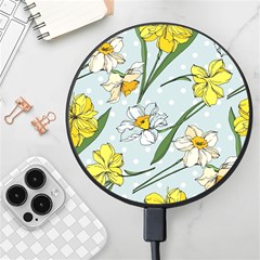 Narcissus Floral Botanical Flowers Wireless Fast Charger(black) by Pakjumat