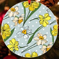 Narcissus Floral Botanical Flowers Uv Print Acrylic Ornament Round by Pakjumat