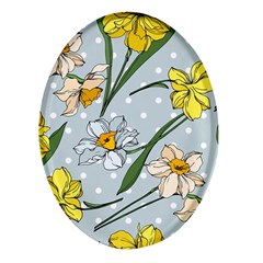 Narcissus Floral Botanical Flowers Oval Glass Fridge Magnet (4 Pack) by Pakjumat