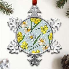 Narcissus Floral Botanical Flowers Metal Small Snowflake Ornament by Pakjumat