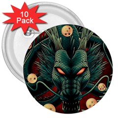 Dragon Art 3  Buttons (10 Pack)  by Pakjumat