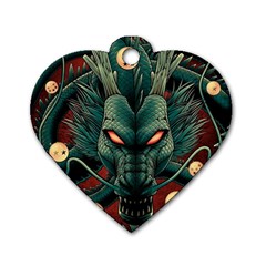 Dragon Art Dog Tag Heart (one Side) by Pakjumat