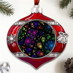 Stained Glass Crystal Art Metal Snowflake And Bell Red Ornament by Pakjumat