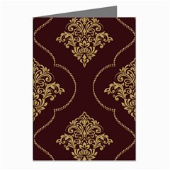 Vector Gold Ornament Pattern Seamless Damask Greeting Cards (pkg Of 8) by Pakjumat