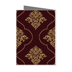 Vector Gold Ornament Pattern Seamless Damask Mini Greeting Cards (pkg Of 8) by Pakjumat