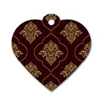 Vector Gold Ornament Pattern Seamless Damask Dog Tag Heart (One Side) Front