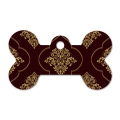 Vector Gold Ornament Pattern Seamless Damask Dog Tag Bone (two Sides) by Pakjumat