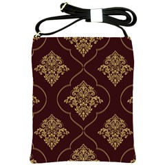 Vector Gold Ornament Pattern Seamless Damask Shoulder Sling Bag by Pakjumat