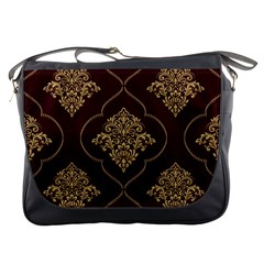 Vector Gold Ornament Pattern Seamless Damask Messenger Bag by Pakjumat