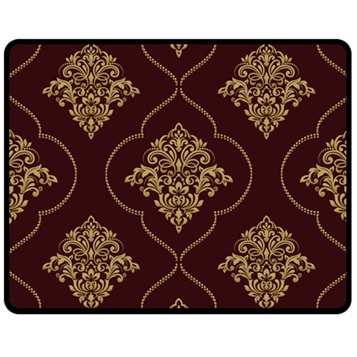 Vector Gold Ornament Pattern Seamless Damask Two Sides Fleece Blanket (Medium)