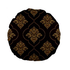 Vector Gold Ornament Pattern Seamless Damask Standard 15  Premium Flano Round Cushions by Pakjumat