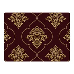 Vector Gold Ornament Pattern Seamless Damask Two Sides Premium Plush Fleece Blanket (mini) by Pakjumat