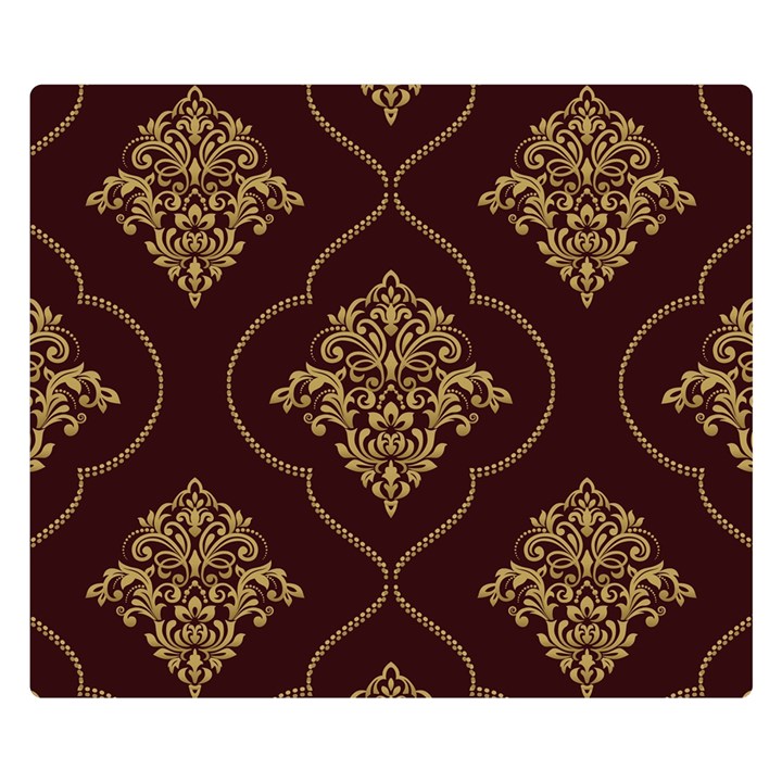 Vector Gold Ornament Pattern Seamless Damask Two Sides Premium Plush Fleece Blanket (Small)