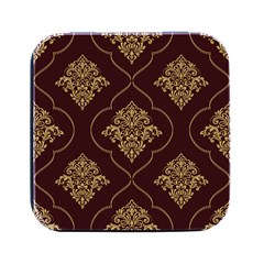 Vector Gold Ornament Pattern Seamless Damask Square Metal Box (black) by Pakjumat