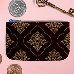 Vector Gold Ornament Pattern Seamless Damask Large Coin Purse by Pakjumat