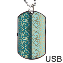 Gold Pattern Texture Golden Ornament Dog Tag Usb Flash (one Side) by Pakjumat