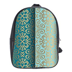 Gold Pattern Texture Golden Ornament School Bag (xl) by Pakjumat