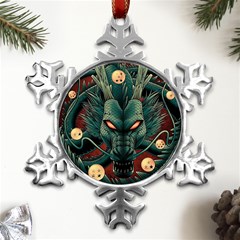 Dragon Art Metal Small Snowflake Ornament by Pakjumat