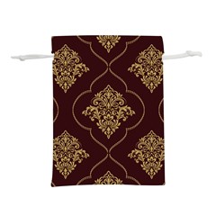 Vector Gold Ornament Pattern Seamless Damask Lightweight Drawstring Pouch (m) by Pakjumat