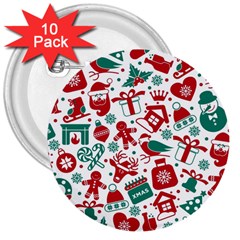 Background Vector Texture Christmas Winter Pattern Seamless 3  Buttons (10 Pack)  by Pakjumat