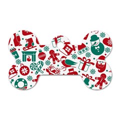 Background Vector Texture Christmas Winter Pattern Seamless Dog Tag Bone (two Sides) by Pakjumat