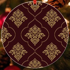 Vector Gold Ornament Pattern Seamless Damask Uv Print Acrylic Ornament Round by Pakjumat