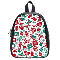 Background Vector Texture Christmas Winter Pattern Seamless School Bag (small) by Pakjumat