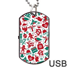 Background Vector Texture Christmas Winter Pattern Seamless Dog Tag Usb Flash (one Side) by Pakjumat