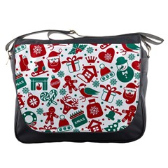 Background Vector Texture Christmas Winter Pattern Seamless Messenger Bag by Pakjumat