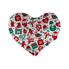 Background Vector Texture Christmas Winter Pattern Seamless Standard 16  Premium Flano Heart Shape Cushions by Pakjumat